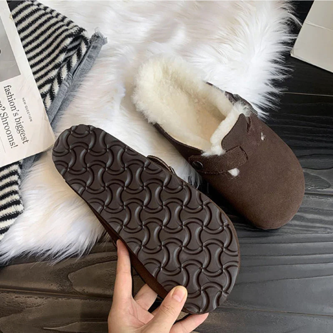 Mules d’hiver Arctic UrbanClassic femme – suède & fourrure teddy