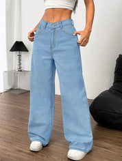 Jean femme taille haute – coupe large relaxed fit & jambe longue