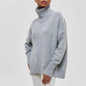 Pull col roulé femme — maille chaude à coupe loose tendance
