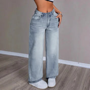 Jean wide leg femme taille haute – coupe ample tendance en denim stretch