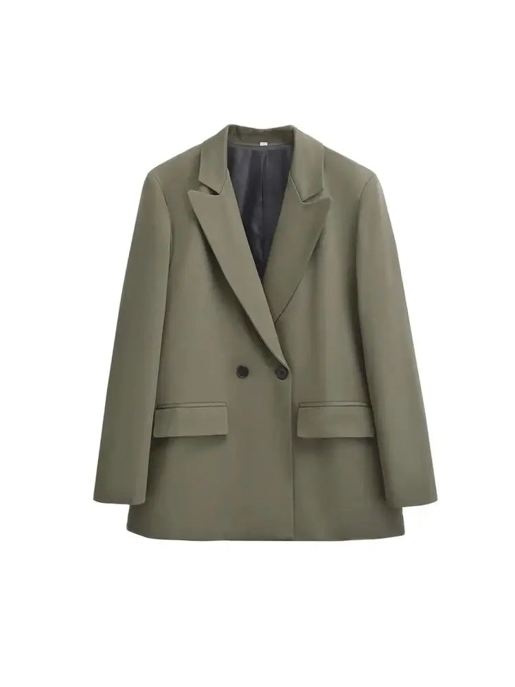 Blazer femme à double boutonnage – coupe boxy moderne et minimaliste