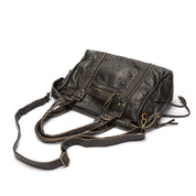 Grand sac à main vintage noir femme – simili cuir spacieux avec bandoulière