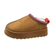 Chaussons chauds femme – pantoufles camel doublées polaire & détails tricotés
