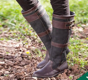 Bottes outdoor femme imperméables — cuir & suède à tige haute avec boucles