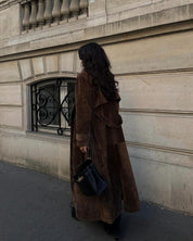 Trench faux-suède Paris oversize à ceinture — manteau long élégant