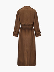 Trench faux-suède Paris oversize à ceinture — manteau long élégant