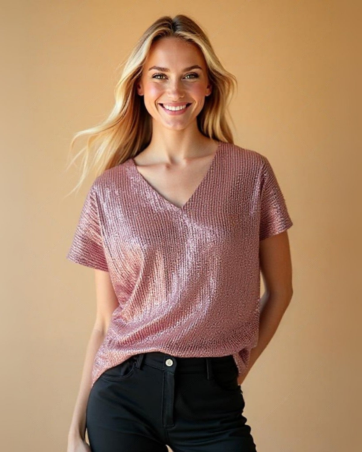 T-shirt femme à paillettes – Haut scintillant chic pour occasions festives