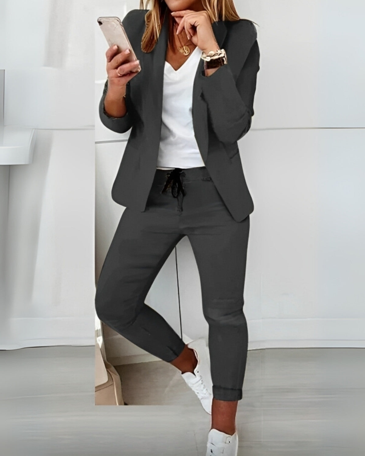 Ensemble blazer femme en tissu stretch – Élégance et confort toutes saisons