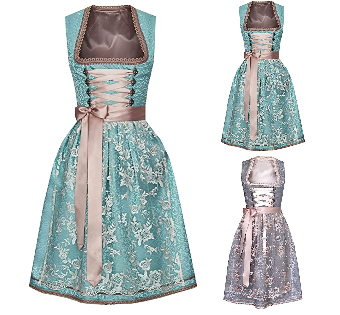 MIA | Dirndl Traditionnelle pour Femme – Costume Oktoberfest avec Tablier & Blouse