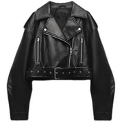 Veste biker femme Heidi – blouson court avec ceinture & détails zippés modernes
