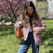 Veste matelassée femme à fleurs – Léger quilt oversize motif lys