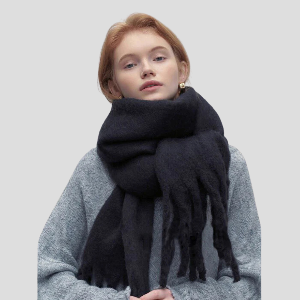 Écharpe femme à franges – grande sjaal avec texture luxueuse