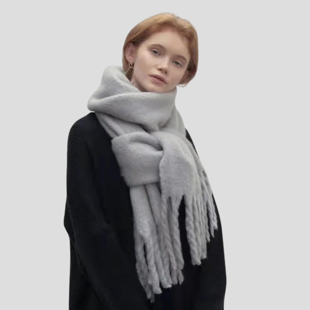 Écharpe femme à franges – grande sjaal avec texture luxueuse