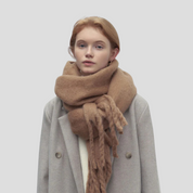 Écharpe femme à franges – grande sjaal avec texture luxueuse