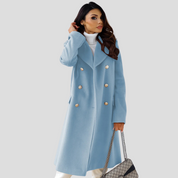 Manteau femme double boutonnage – manteau chaud en laine mélangée avec col à revers classique
