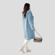 Manteau femme double boutonnage – manteau chaud en laine mélangée avec col à revers classique