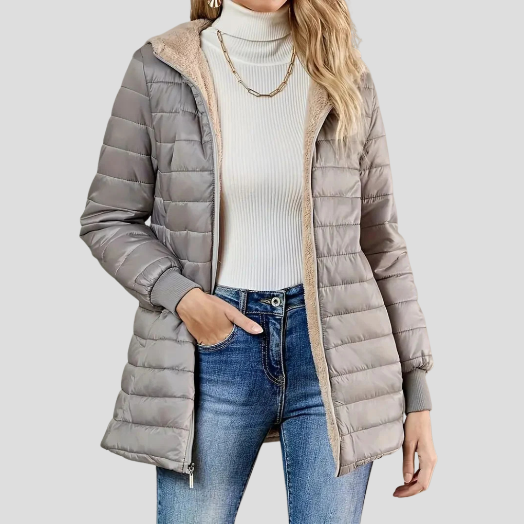 Veste hiver femme casual – doudoune légère et chaude avec poches et fermeture zippée