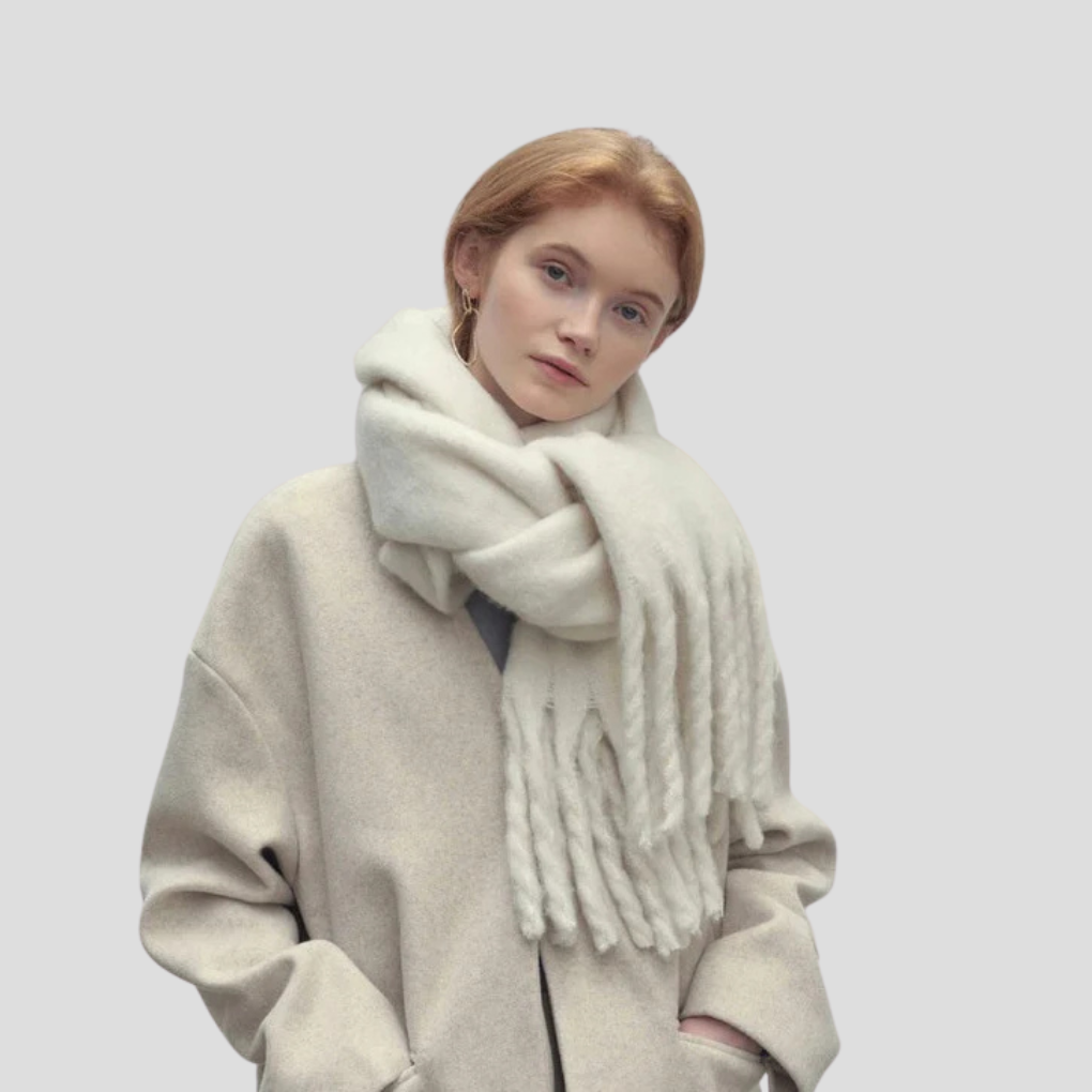 Écharpe femme à franges – grande sjaal avec texture luxueuse