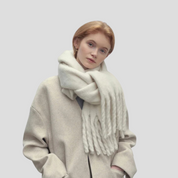 Écharpe femme à franges – grande sjaal avec texture luxueuse