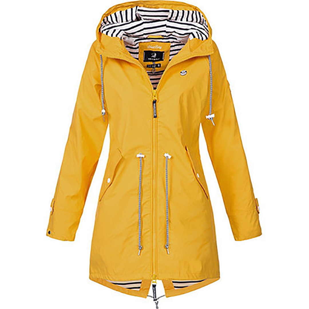 Manteau de pluie long femme – parka imperméable avec capuche élégante