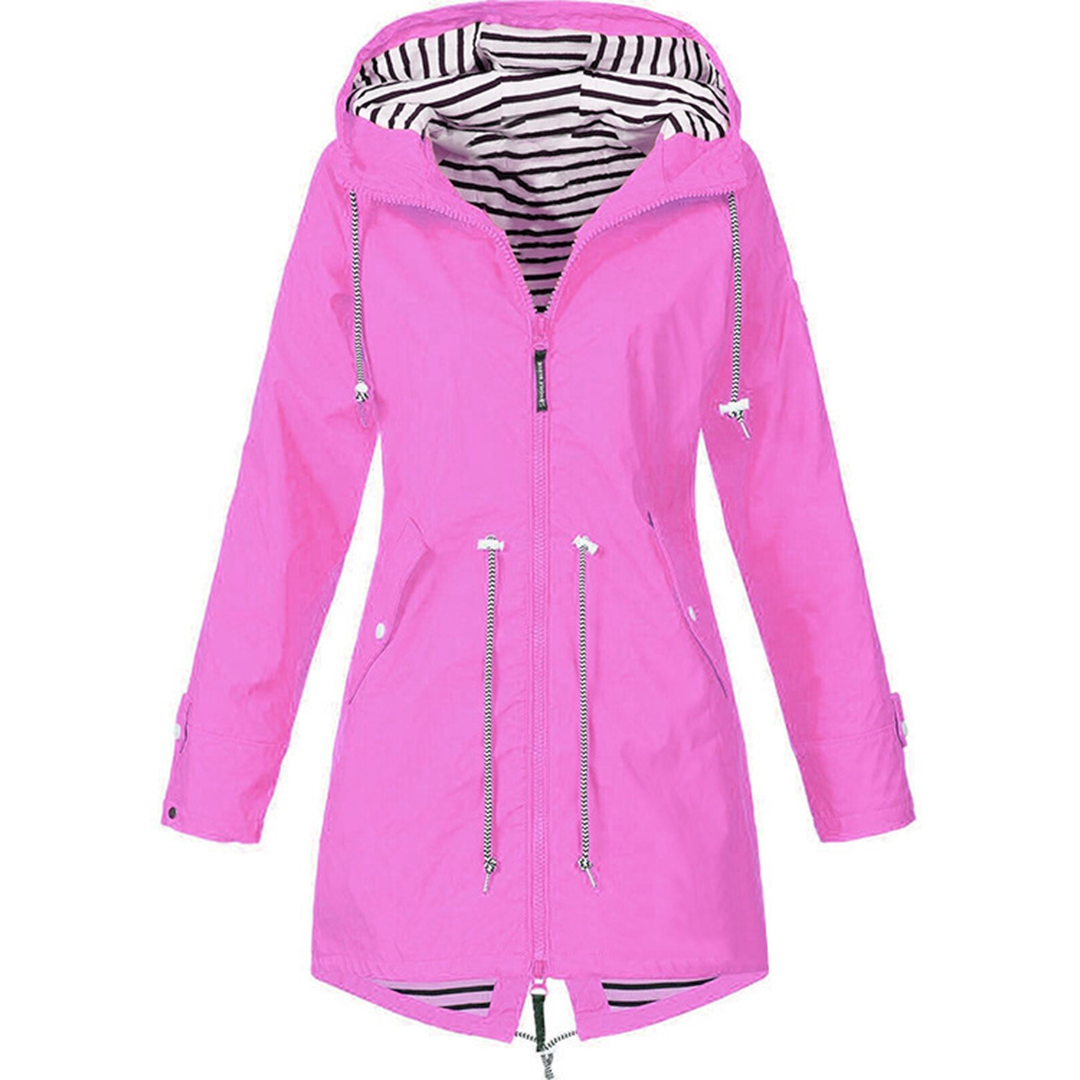 Manteau de pluie long femme – parka imperméable avec capuche élégante