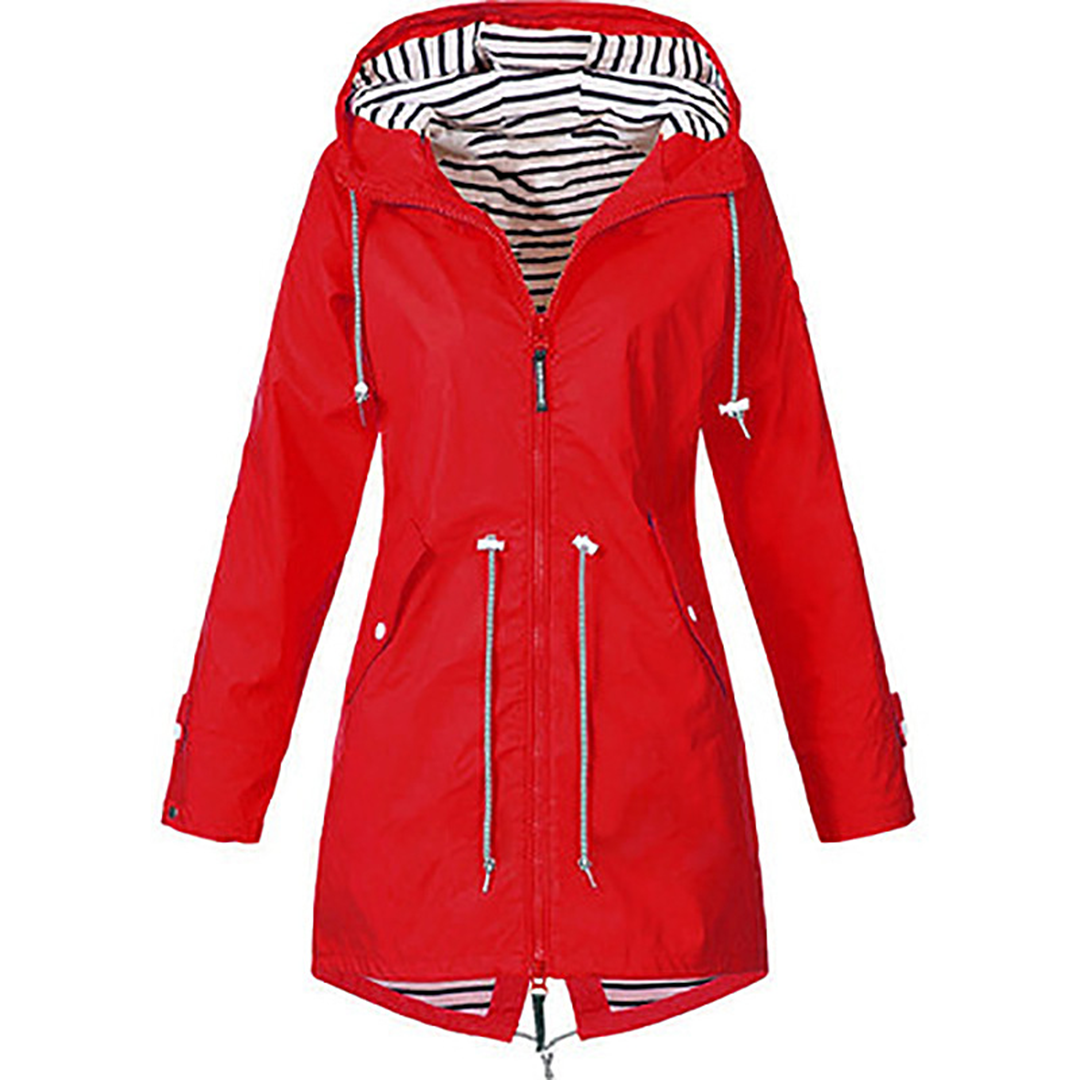 Manteau de pluie long femme – parka imperméable avec capuche élégante
