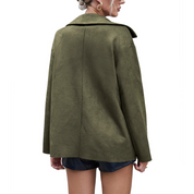 Vero | Manteau femme en suède – Long, élégant & parfait pour l’automne