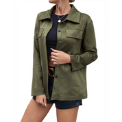 Vero | Manteau femme en suède – Long, élégant & parfait pour l’automne