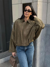 Vero | Veste courte femme effet suède – Coupe relaxed & style tendance