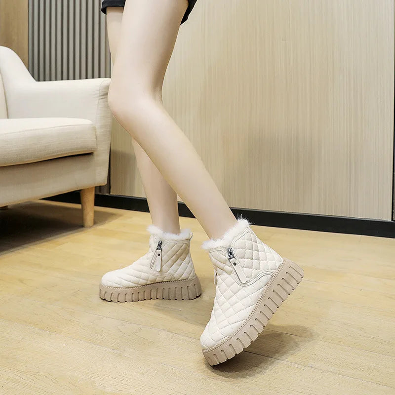 Bottes d’hiver femme – bottes chaudes à doublure fourrure & zip pratique