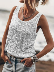 Yuna top femme scintillant | Haut sans manches chic | Élégance festive et décontractée