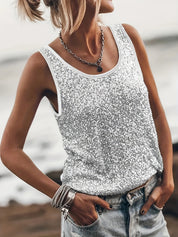 Yuna top femme scintillant | Haut sans manches chic | Élégance festive et décontractée