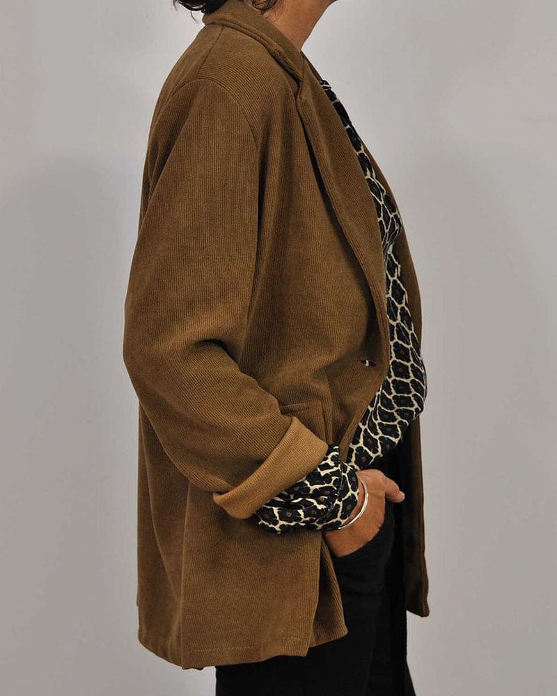 Blouse Femme VADA – Motif Géométrique Chic à Col V & Manches Longues