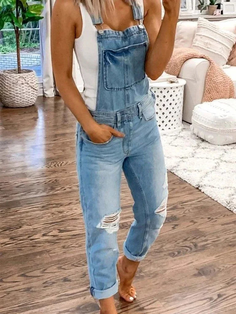 Combinaison en denim femme Bianca – Style décontracté et coupe sans manches