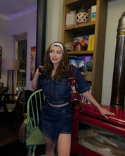 Combinaison Denim Femme ASHLEY – Top & Skort En Jean Clair ou Foncé