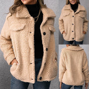 Manteau teddy polaire réversible femme – manteau chaud avec col montant chic