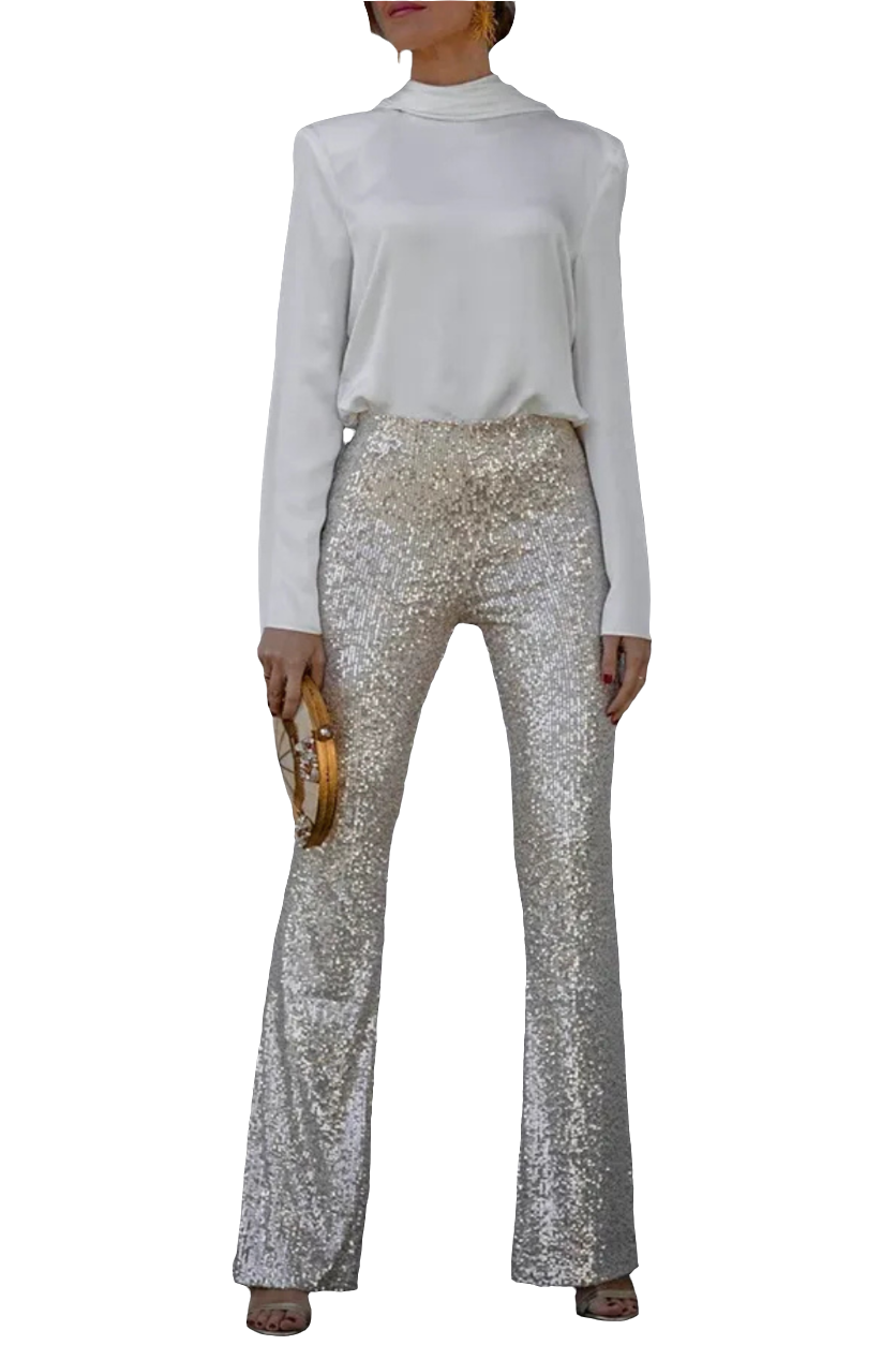 Pantalon femme Noa flare à paillettes – Glamour et festif