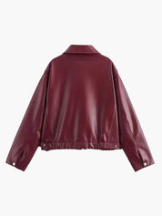 Veste femme Alessia en cuir vegan bordeaux – Élégante avec coupe cintrée
