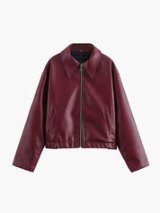 Veste femme Alessia en cuir vegan bordeaux – Élégante avec coupe cintrée