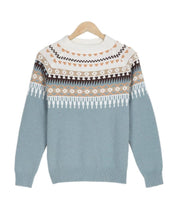 Pull femme jacquard Fair Isle – laine mélangée chaude & col rond