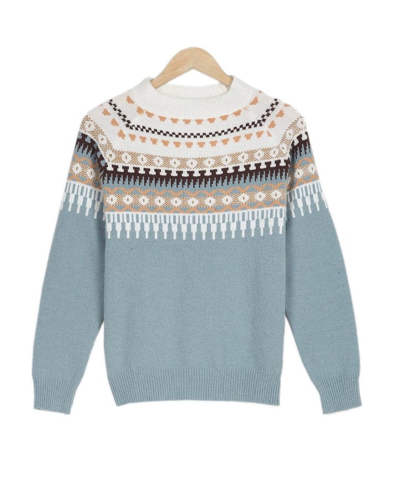 Pull femme en laine motif Fair Isle – Chaleur hivernale & style nordique