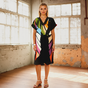 Robe d’été midi femme – Légère, fluide et élégante à motif feuillage