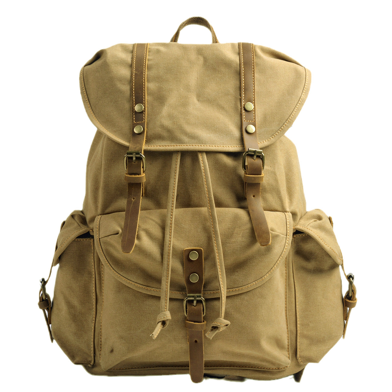 Sac à dos vintage canvas – backpack mixte pratique avec détails en simili cuir