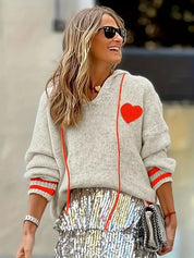 Pull Marinth femme – maille douce avec motif cœur & détails contrastés