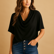 Blouse Loïs femme – légère en chiffon col V & manches chauve-souris