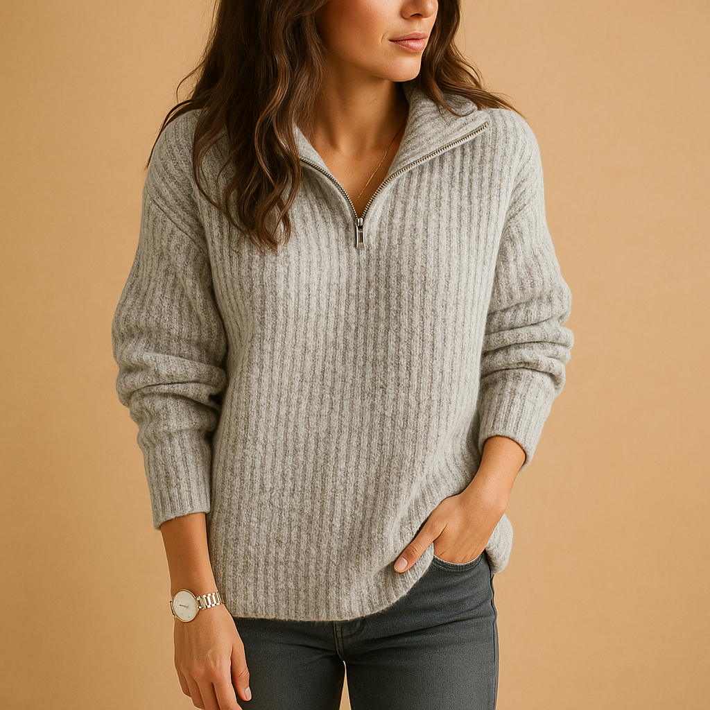 Pull femme Elise à demi-zip – maille élégante en plusieurs coloris