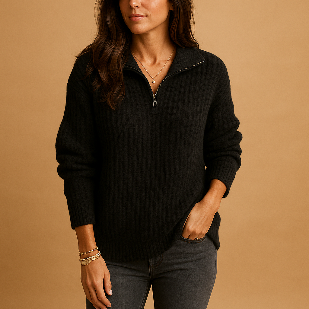 Pull femme Elise à demi-zip – maille élégante en plusieurs coloris