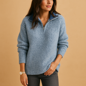 Pull femme Elise à demi-zip – maille élégante en plusieurs coloris
