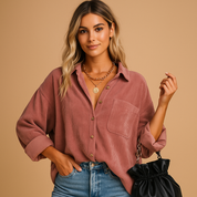 Veste femme Nynke en velours côtelé tricoté – Style polyvalent toutes saisons