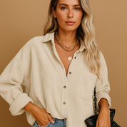 Veste femme Nynke en velours côtelé tricoté – Style polyvalent toutes saisons